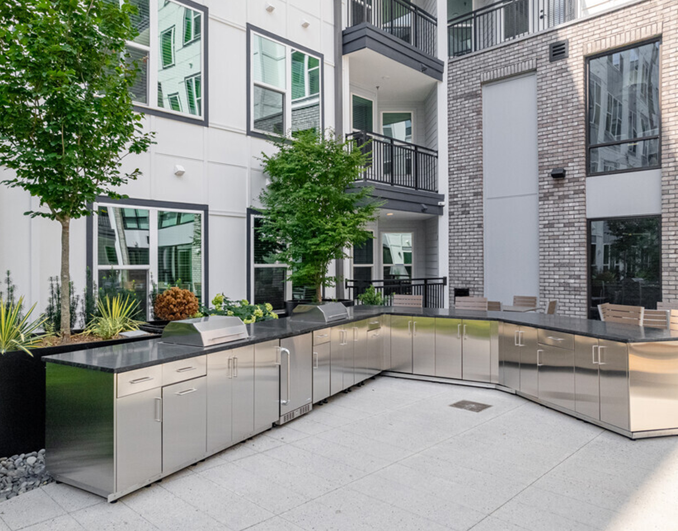 An outdoor grilling station