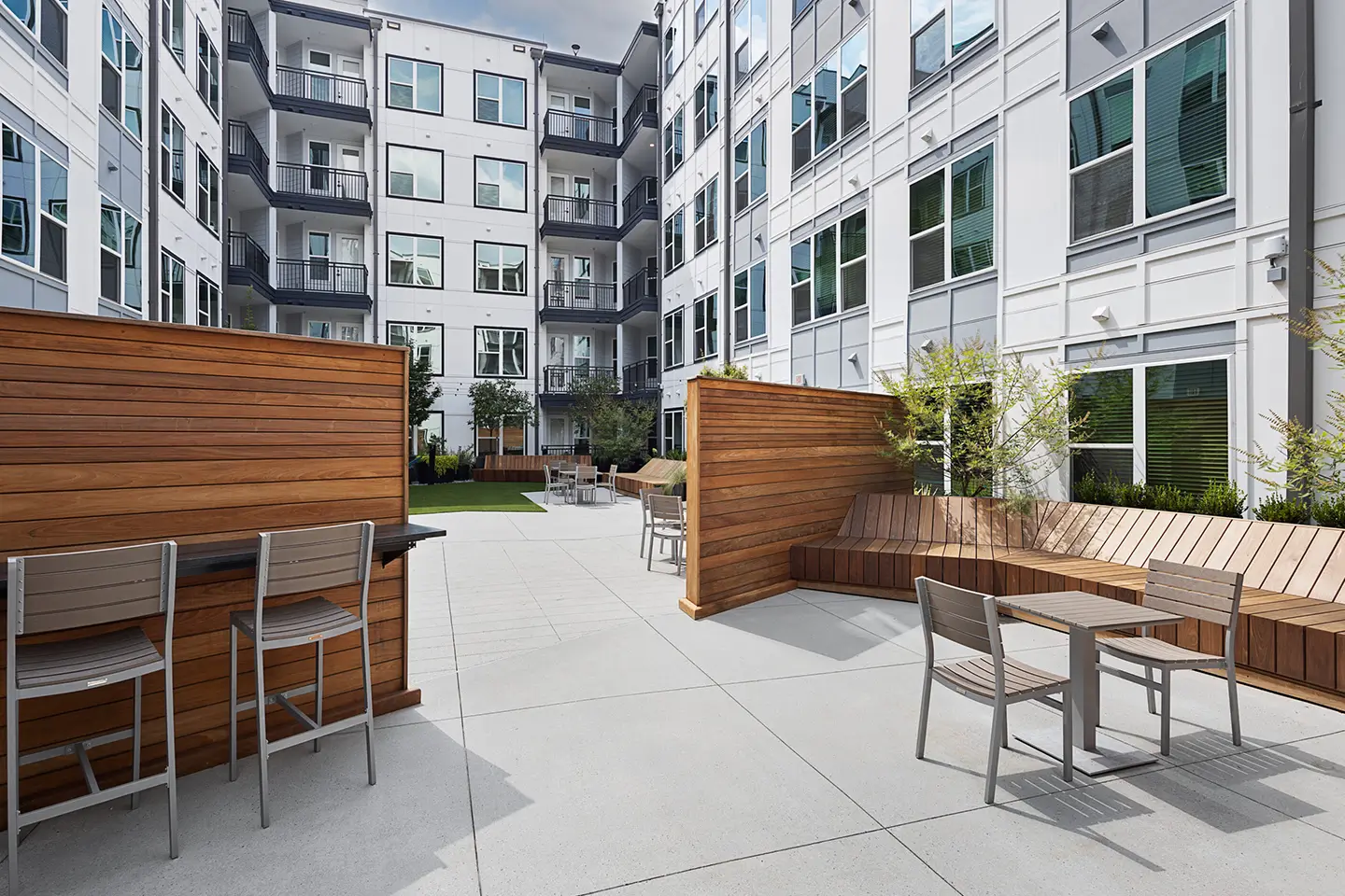 outdoor wood-paneled seating